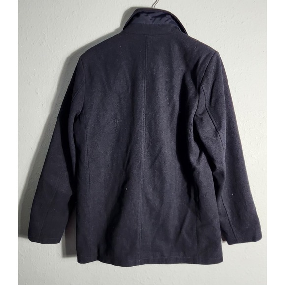 Kenneth Cole Men's Black Wool Blend Double Breasted Classic Peacoat Men Size Med - Picture 2 of 7